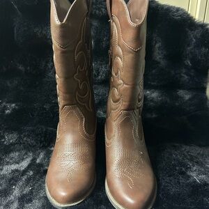 Girls Brown Western Cowboy Boots